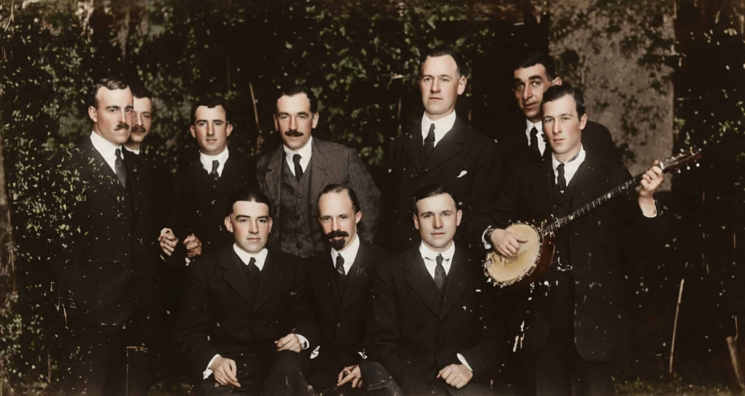 Tom Crean at the back of the room during Ernest Shackleton's final lecture in London, 1920